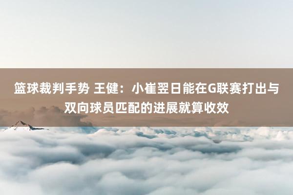 篮球裁判手势 王健：小崔翌日能在G联赛打出与双向球员匹配的进展就算收效