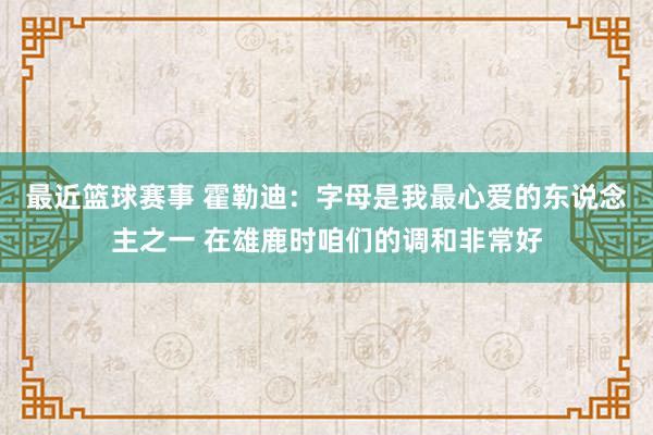 最近篮球赛事 霍勒迪：字母是我最心爱的东说念主之一 在雄鹿时咱们的调和非常好