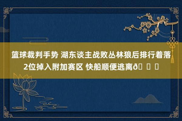 篮球裁判手势 湖东谈主战败丛林狼后排行着落2位掉入附加赛区 快船顺便逃离😋