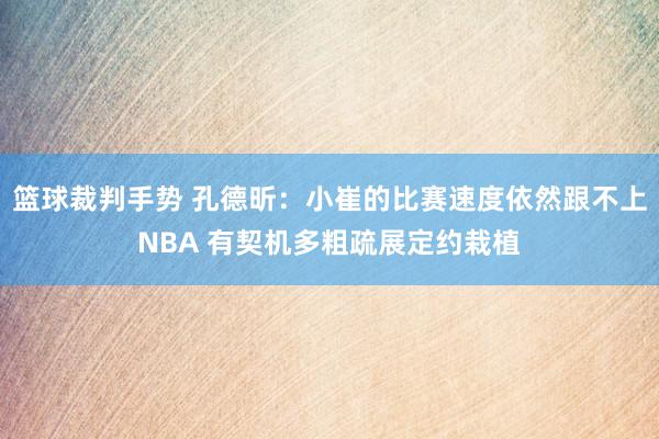 篮球裁判手势 孔德昕：小崔的比赛速度依然跟不上NBA 有契机多粗疏展定约栽植