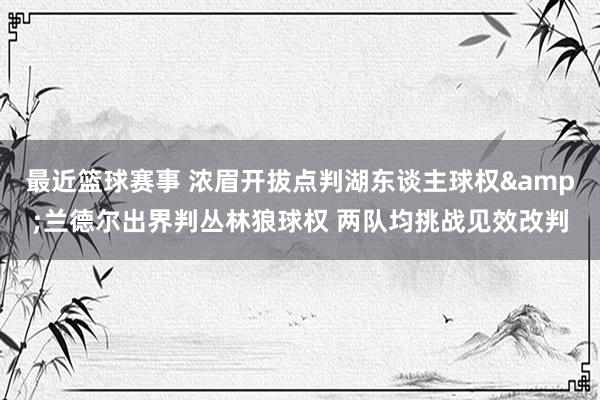 最近篮球赛事 浓眉开拔点判湖东谈主球权&兰德尔出界判丛林狼球权 两队均挑战见效改判